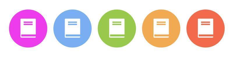 Multi colored flat icons on round backgrounds. Book multicolor circle vector icon on white background