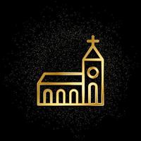 Church gold icon. Vector illustration of golden particle background.. Spiritual concept vector illustration .