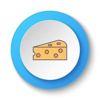 Round button for web icon, cheese piece. Button banner round, badge interface for application illustration on white background vector