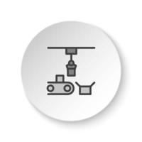 Round button for web icon, articulated robot, conveyor robot . Button banner round, badge interface for application illustration on white background vector