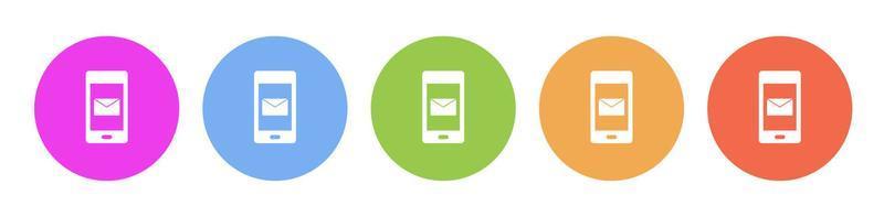 Multi colored icon phone message. Button banner round badge interface for application illustration on white background vector