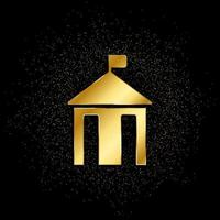 City hall, silhouette gold, icon. Vector illustration of golden particle on gold vector background