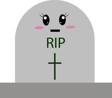 Cute tombstone illustration with sad face or expression. vector