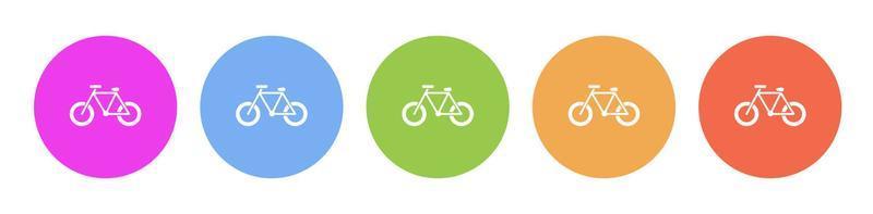 Multi colored flat icons on round backgrounds. Bike multicolor circle vector icon on white background