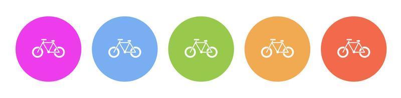 Multi colored flat icons on round backgrounds. Bike multicolor circle vector icon on white background