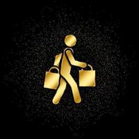 Shopping, man gold, icon. Vector illustration of golden particle on gold vector background