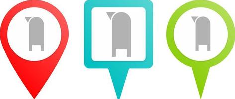 Mailbox pin icon. Multicolor pin vector icon, diferent type map and navigation point.