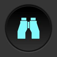 Round button icon Binoculars. Button banner round badge interface for application illustration on dark background vector