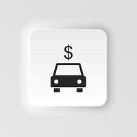 Rectangle button icon Car dollar. Button banner Rectangle badge interface for application illustration on neomorphic style on white background vector