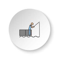 Round button for web icon, Fishing. Button banner round, badge interface for application illustration on white background vector