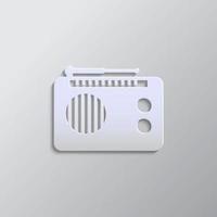 Radio paper style icon. Grey color vector background- Paper style vector icon.