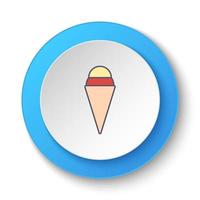 Round button for web icon, ice cream. Button banner round, badge interface for application illustration on white background vector