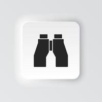 Rectangle button icon Binoculars. Button banner Rectangle badge interface for application illustration on neomorphic style on white background vector