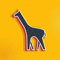 Giraffe pop art, retro icon. Vector illustration of pop art style on retro background