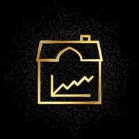 Growth, market, price, real estate gold icon. Vector illustration of golden particle background. Real estate concept vector illustration .