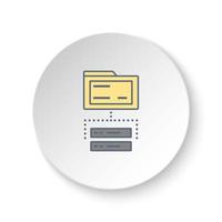 Round button for web icon, server, folder, database. Button banner round, badge interface for application illustration on white background vector