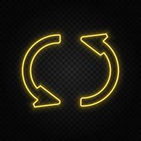 loading, refresh yellow neon icon .Transparent background. Yellow neon vector icon on dark background