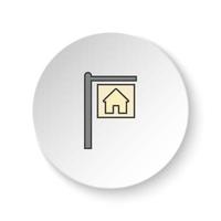 Round button for web icon, House for rent. Button banner round, badge interface for application illustration on white background vector