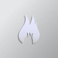 fuego, peligro papel estilo icono. gris color vector fondo- papel estilo vector icono.