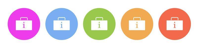 Multi colored flat icons on round backgrounds. Luggage information multicolor circle vector icon on white background