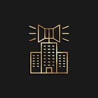 Awareness, brand, marketing, media, social gold icon. Vector illustration of golden icon on dark background