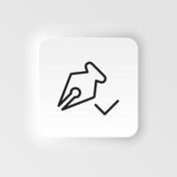 Ink, pen, signed vector icon. Element of design tool for mobile concept and web apps vector. Thin neumorphic style vector icon for website design on neumorphism white background