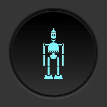 Dark button icon Robot technology. Button banner round badge interface for application illustration on darken background vector