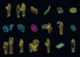 Outsource icons set vector neon