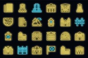 Bern icons set vector neon