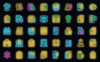 Doctor visits icons set vector neon