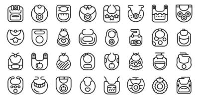 Bib icons set outline vector. Baby boy vector