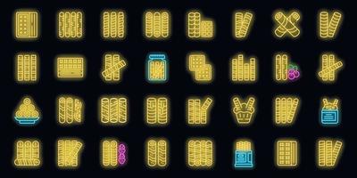 Wafer rolls icons set vector neon