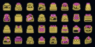 Wedding cake icons set vector neon