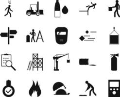 HSE concept, occupational safety and health detector, gas, production factory and environment, labor preventive instructions, worker protection vector icon set on white background