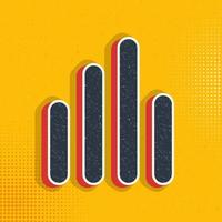 analytics, bar chart pop art, retro icon. Vector illustration of pop art style on retro background