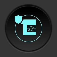 Dark button flat icons on round backgrounds. Building construction insurance dark circle vector icon on darken background