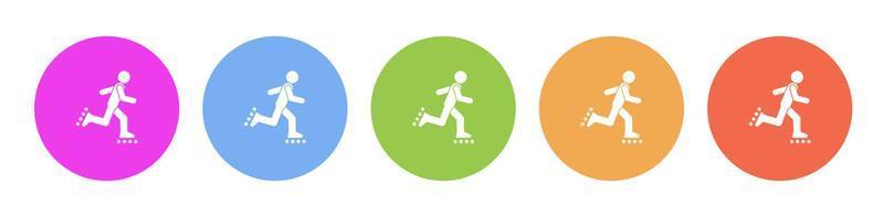 Multi colored flat icons on round backgrounds. Roller multicolor circle vector icon on white background