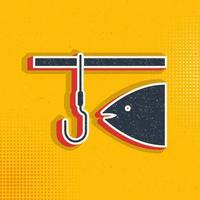 Fishing pop art, retro icon. Vector illustration of pop art style on retro background