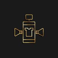 Advertising, marketing, mobile gold icon. Vector illustration of golden icon on dark background