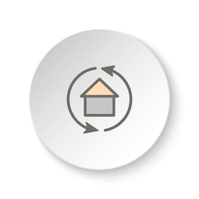 Round button for web icon, arrows, exchange, home. Button banner round, badge interface for application illustration on white background