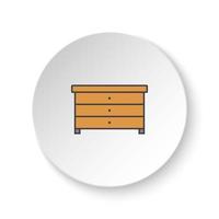 Round button for web icon, Cupboard. Button banner round, badge interface for application illustration on white background vector