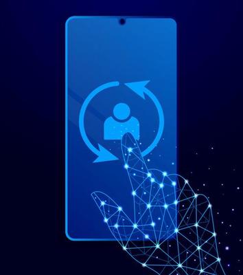 user, refresh touch phone. Polygon style touch phone vector illustration