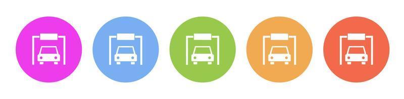 Multi colored flat icons on round backgrounds. Car, garage multicolor circle vector icon on white background