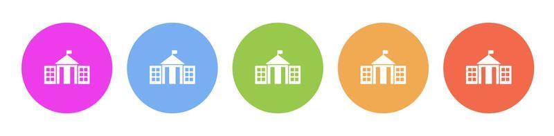 Multi colored flat icons on round backgrounds. City hall multicolor circle vector icon on white background