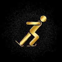 Ice skating athlete gold, icon. Vector illustration of golden particle on gold vector background