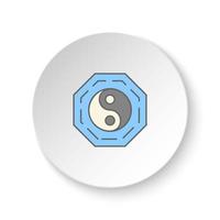 Round button for web icon, Yin yang symbol. Button banner round, badge interface for application illustration on white background vector