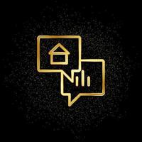 Dialog, finance, talk, chat gold icon. Vector illustration of golden particle background. Real estate concept vector illustration .