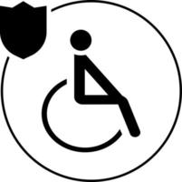 humano, seguro, salud, discapacitado icono ilustración aislado vector firmar símbolo - seguro icono vector negro - vector en blanco antecedentes