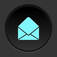 Round button icon, email. Button banner round, badge interface for application illustration on dark background vector