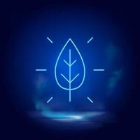 Nature symbol neon icon. Blue smoke effect blue background vector